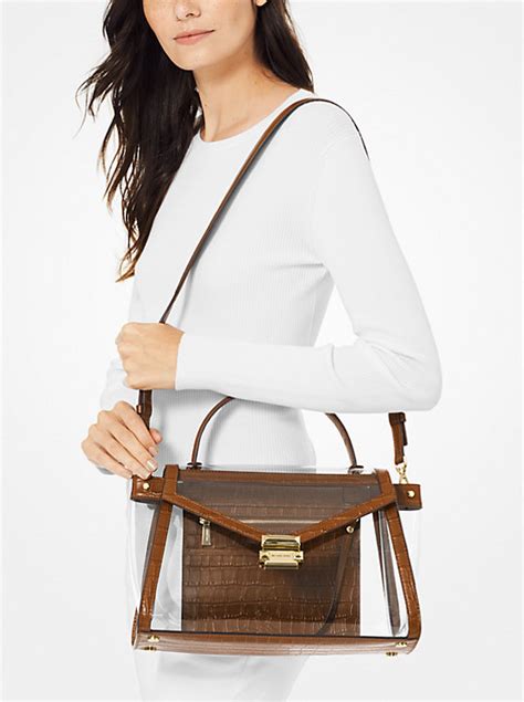 michael kors whitney large clear and leather satchel|Michael Kors Whitney Satchel .